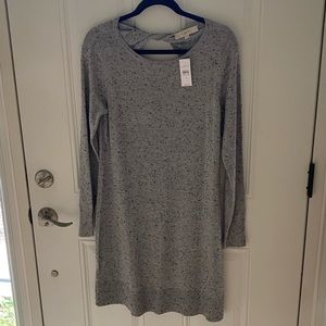Loft gray dress with black slubs. Light sweater dress size medium